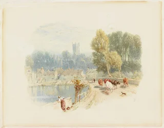 Scène de rivière avec église